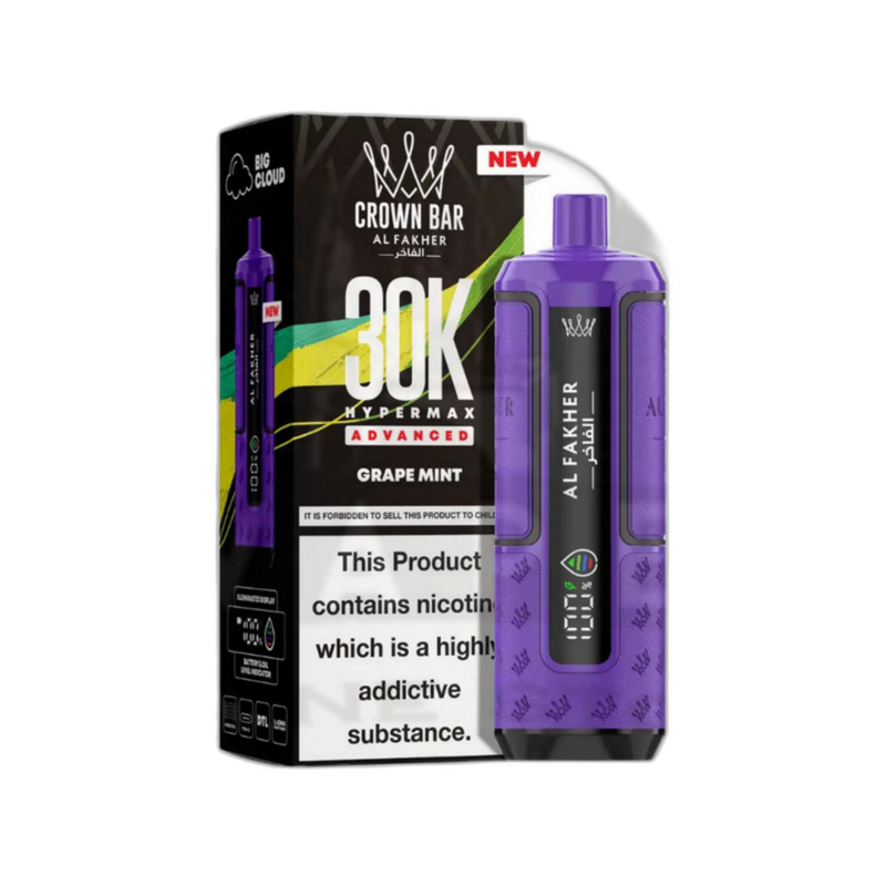 Al Fakher Crown Bar 30K Puff Hypermax Vape Kit - Grape Mint