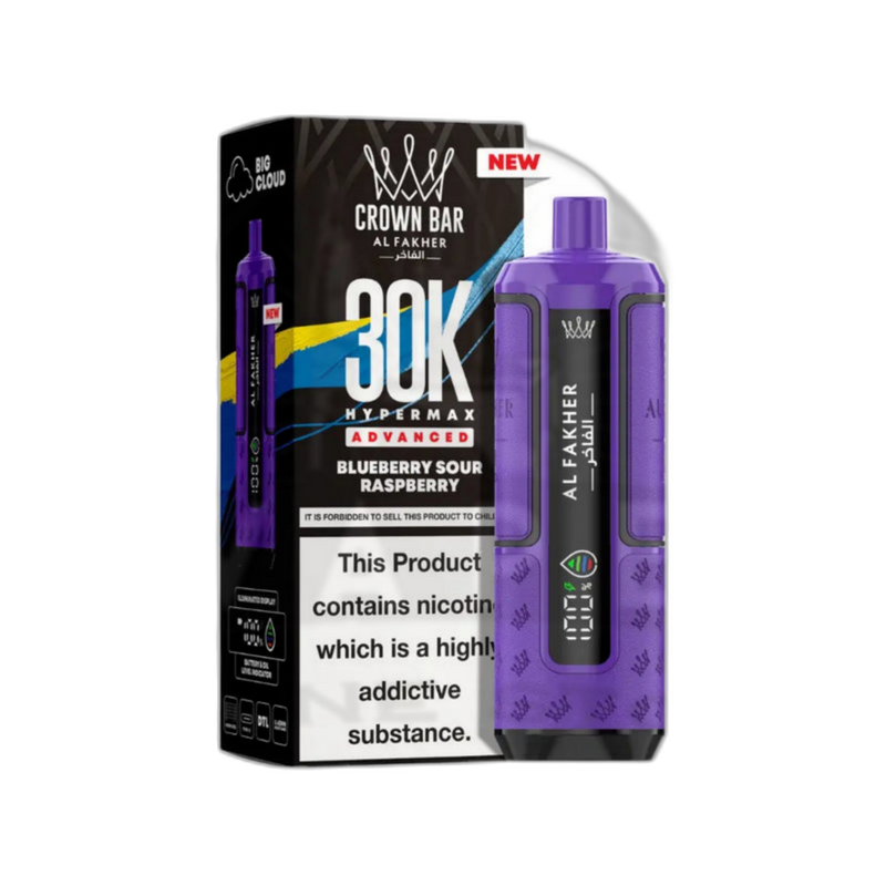 Al Fakher Crown Bar 30K Puff Hypermax Vape Kit - Blueberry Sour Raspberry