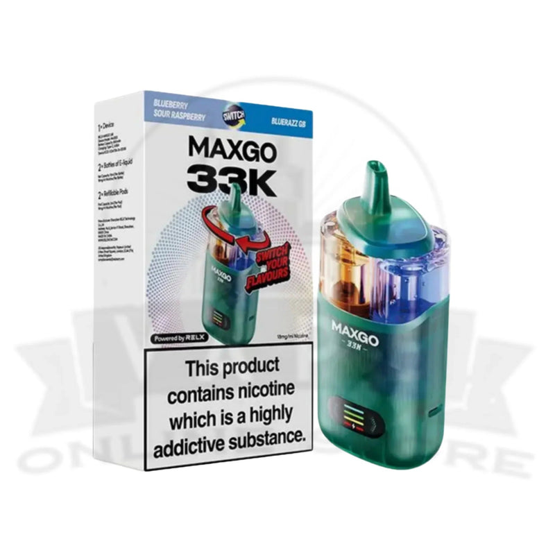 RELX MaxGo Combo 33K Puff Vape - Blueberry Sour Raspberry / Blue Razz Gummy Bear