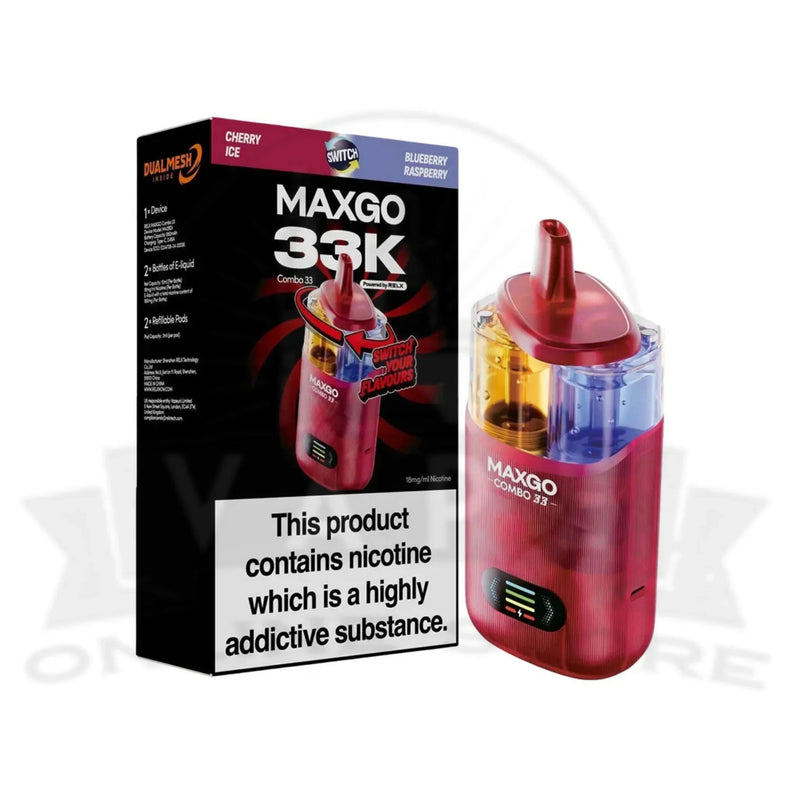 RELX MaxGo Combo 33K Puff Vape - Cherry Ice / Blueberry Raspberry