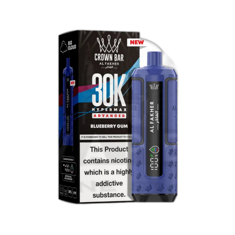 Al Fakher Crown Bar 30K Puff Hypermax Vape Kit - Blueberry Gum