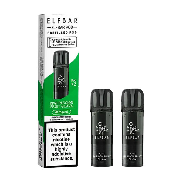 Elf Bar 600 Kiwi Passion Fruit Guava Prefilled Pods (Pack of 2)