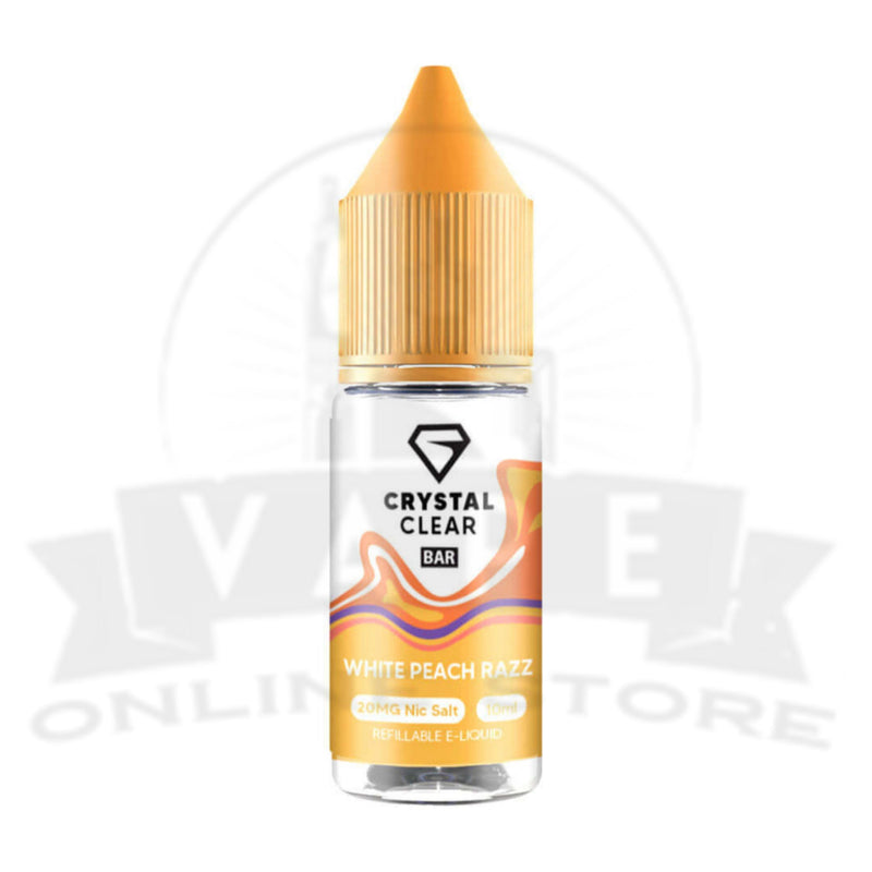 Crystal Clear White Peach Razz 10ml Nic Salt E-Liquid